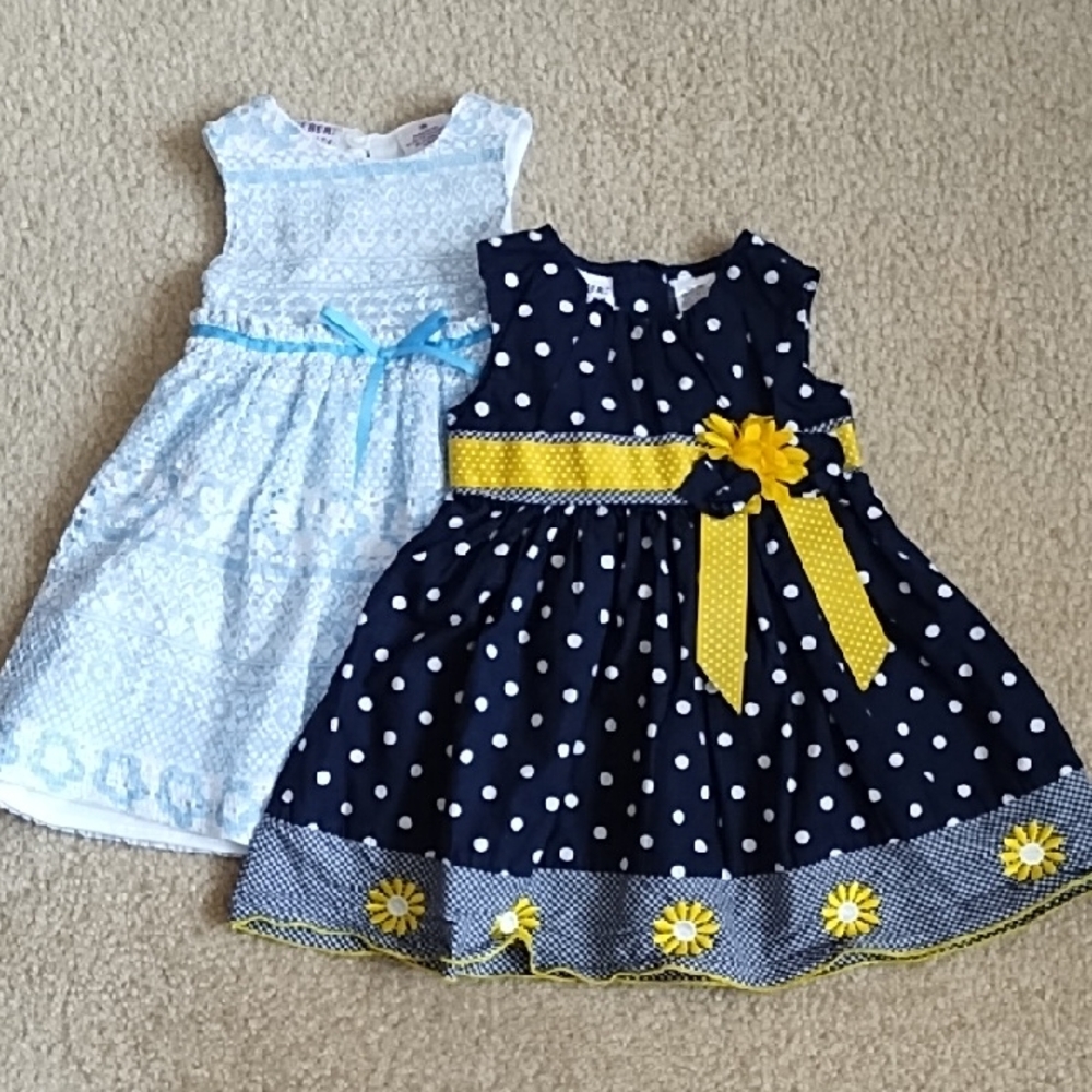 Blueberi Boulevard Dresses Girls Size 18 Months Summer Dots Blue White Yellow
